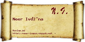 Neer Ivána névjegykártya